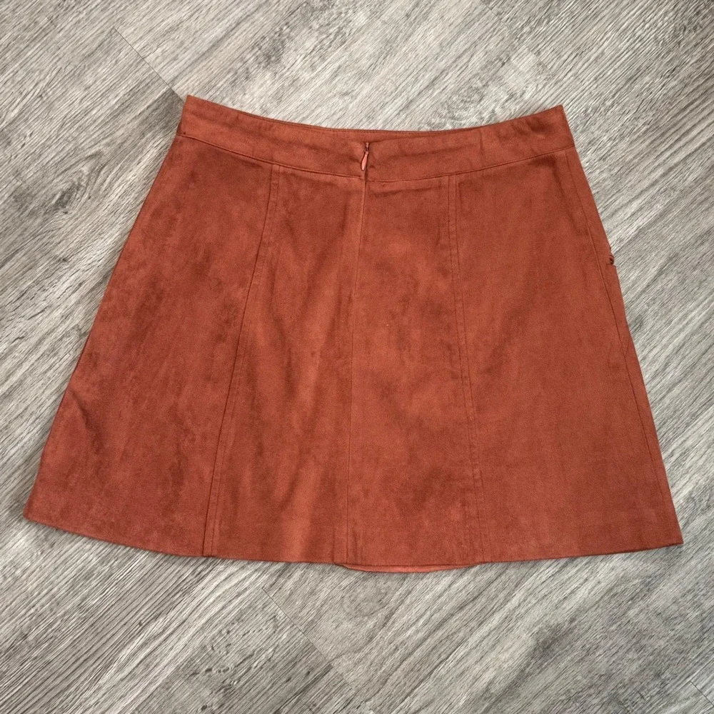 Gianni Bini Womens Rust Faux Suede Braided Detail Mini Skirt Brown Size S‎